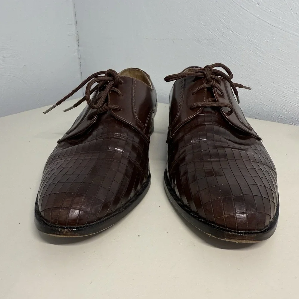 Giorgio Brutini Mens Brown Leather Imitation Braided Lace Up  Sz 8D  Dress Shoes